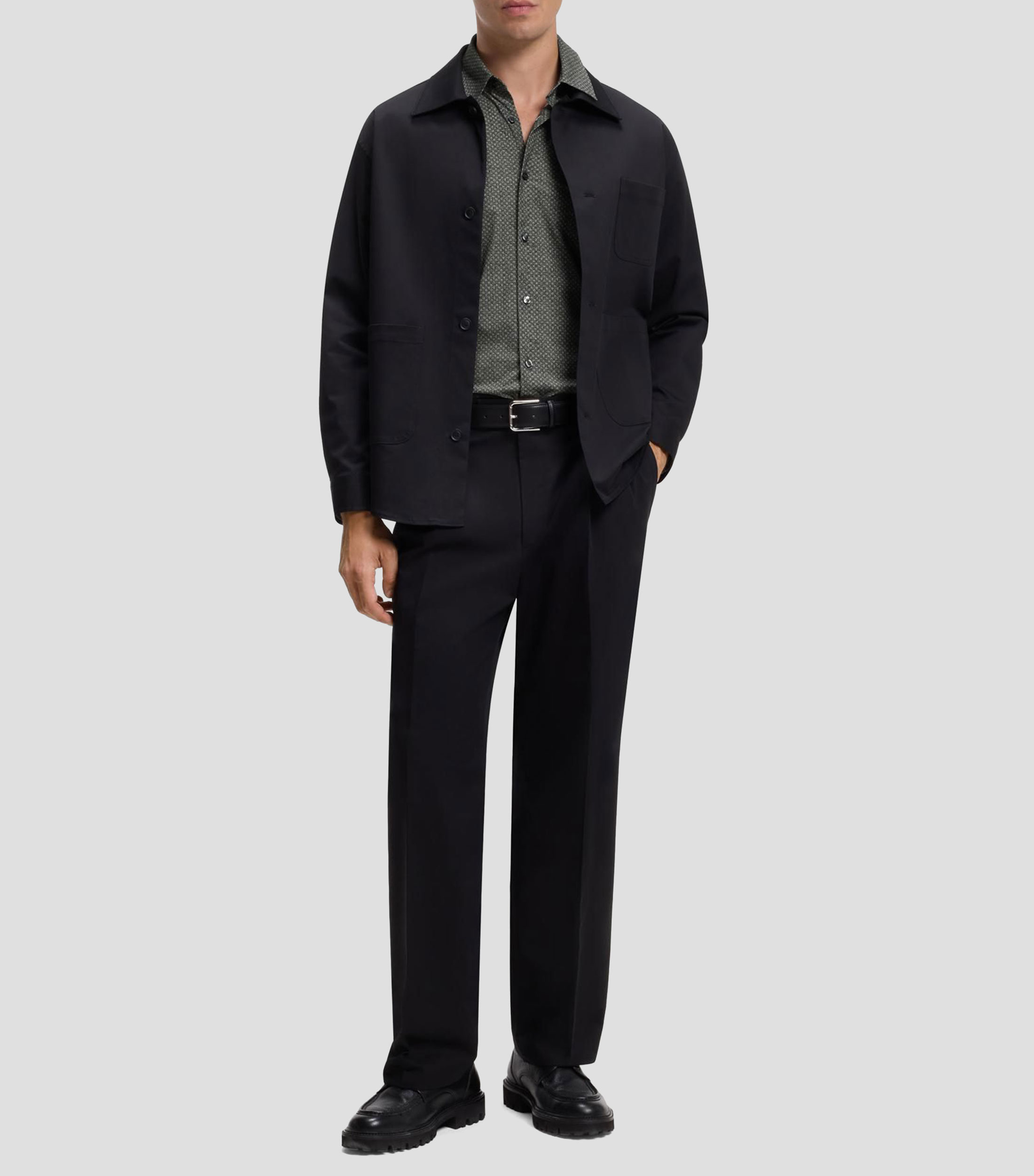 Camisa slim fit técnica en punto elástico Hombre